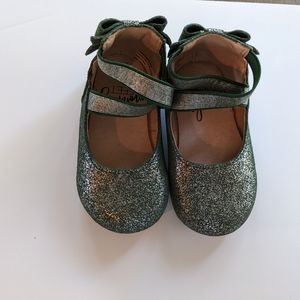 Silver and Green Baby shoes